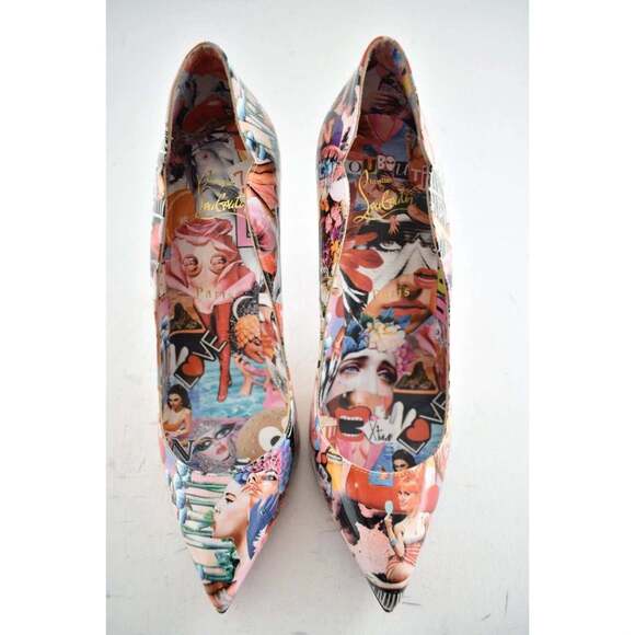 Christian Louboutin Hot Chick 100 Patent CH Xtian Black Red Blue Heel Pump 37.5 - Picture 6 of 11